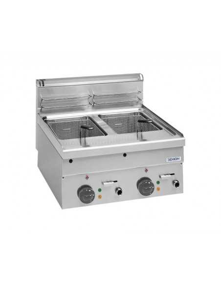 Professional electric fryer with 2 tanks liters 10+10 - Power kW 9+9 - Cm 60 x 60 x 27