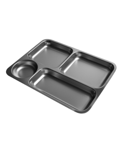 Mensa tray - Stainless steel - N.4 compartments - cm 30 x 40 x 3 h