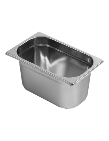 Container - Acciaio inox AISI 304 - Gastronorm 1/4 - Dimensions cm 26.5 x 16.2 x 4 h