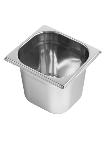 Container - Acciaio inox AISI 304 - Gastronorm 1/6 - Capacity 1.6 lt - Dimensions cm 17.6 x 16.2 x 10 h