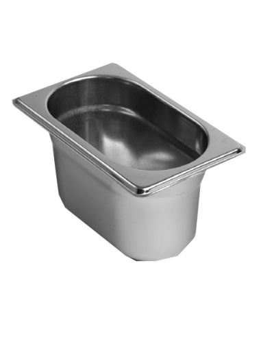Container - Acciaio inox AISI 304 - Gastronorm 1/9 -Capacity 0.9 lt - Size cm 17.6 x 10.8 x 10 h