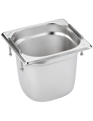 Container - Stainless steel - Retractable handles - Gastronorm 1/6