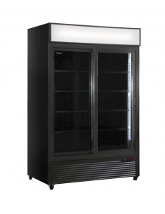 Black refrigerated display cabinet with lightbox – 1057 L...