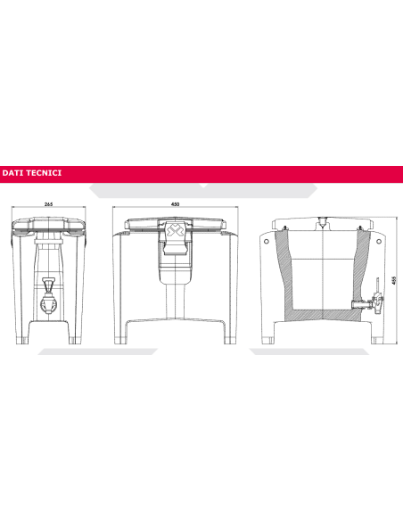 Isothermal container - Liquids 10 lt - From –30°C to +85°C - cm 26.5 x 45 x 45.5 h