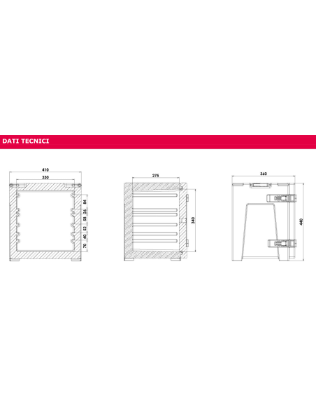 Isothermal container - Capacity 30.5 lt - 30° C to +100 °C - cm 41 x 36 x 44 h