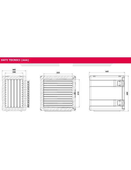 Contenedor isotérmico - Capacidad 90 lt - De -30° C a +100 °C - cm 44 x 66,5 x 65 h