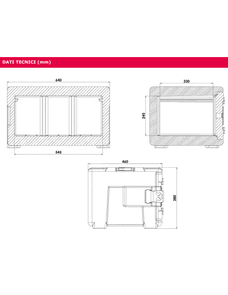 Contenedor isotérmico - Capacidad 48 lt - De -30° C a +100 °C - cm 46 x 64 x 38 h