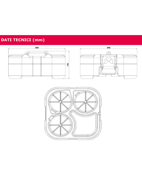 Isothermal container - N. 4 rooms - From -30° C to +100 °C - cm 34 x 34 x 17 h
