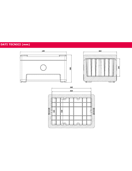 Contenitore isotermico - Capacità 49 litri - Da -30° C a +100 °C - cm 46 x 64 x 38 h