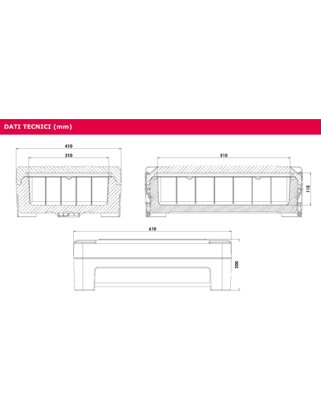 Contenedor isotérmico - Capacidad 17 litros - De -30° C a +100 °C - cm 41 x 61 x 20 h