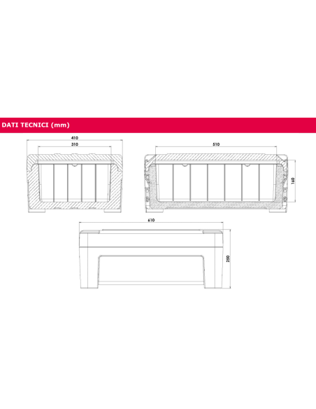Isothermal container - Capacity 24.5 liters - From -30° C to +100 °C - cm 41 x 61 x 25 h