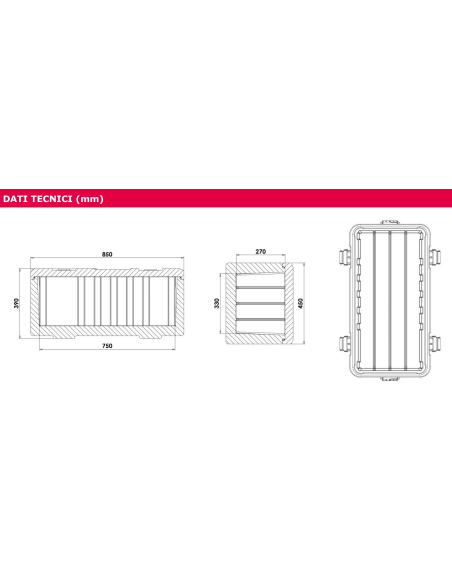 Isothermal container - Capacity 68 liters - From -30° C to +100 °C - cm 85 x 45 x 39 h