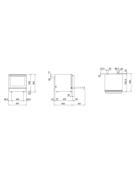 Horno eléctrico - N. 4 x GN 2/3 - Cm 55.7 x 64 x 56.3 h