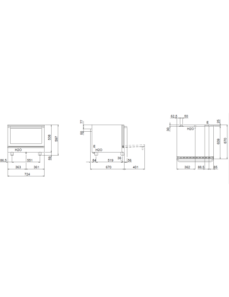 Horno eléctrico - N. 4 x GN 1/1 - cm 72.4 x 73 x 59.7 h
