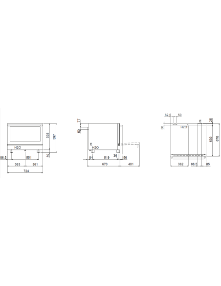 Forno elettrico - Grill - N. 4 x GN 1/1 - cm 72.4 x 73 x 59.7h