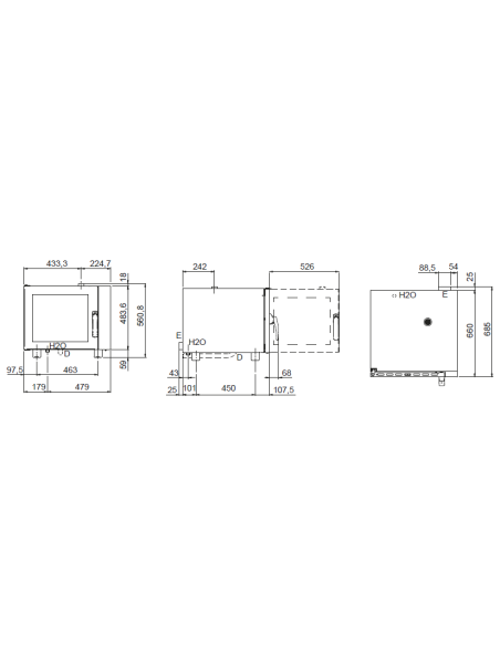 Horno eléctrico - N. 4 x GN 2/3 - cm 65.8 x 75.2 x 56.1h