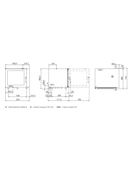 Electric oven - N. 6 x 60 x 40 cm - cm 83.3 x 78 x 71.1h