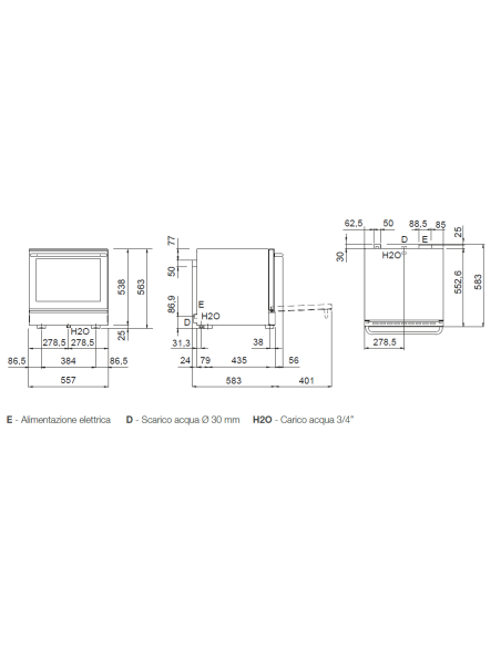 Horno eléctrico - N. 4 x GN 2/3 - cm 55.7 x 64 x 56.3h