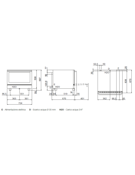 Horno eléctrico - N. 4 x GN 1/1 - cm 72.4 x 73 x 59.7h