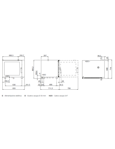 Electric oven - N. 6 x GN 1/1 - cm 83.3 x 78 x...