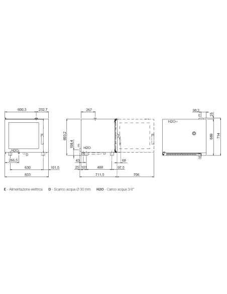 Forno elettrico - N. 6 x GN 1/1 - cm 83.3 x 78 x 71.1h