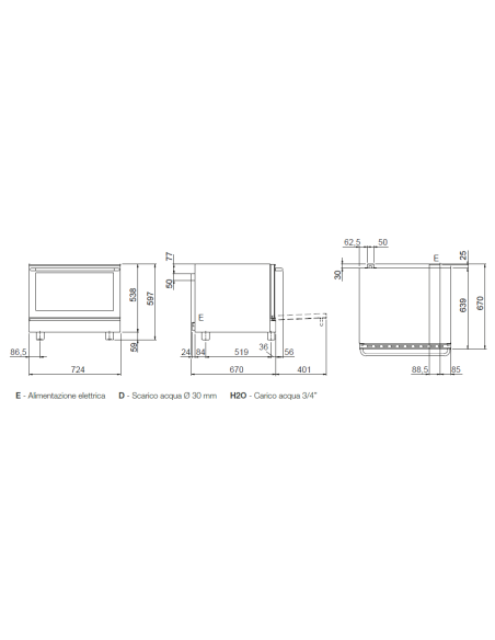 Forno elettrico - N. 4 x cm 60 x 40 - cm 72.4 x 73 x 59.7 h