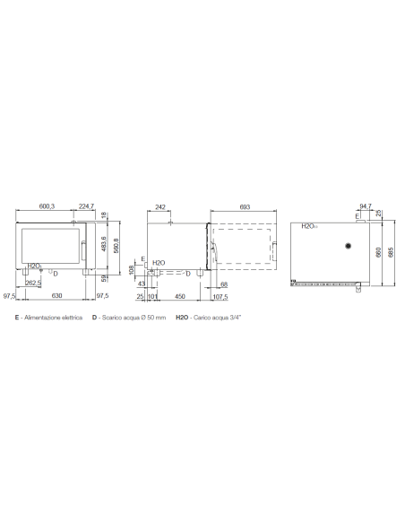 Forno elettrico - N. 4 x cm 60 x 40 - cm 82,5x 75.2 x 56.1h