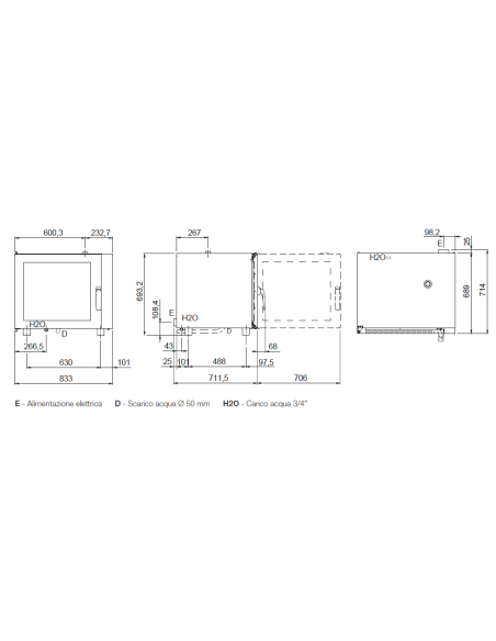 Electric oven - N. 6 x cm 60 x 40 - cm 83.3 x 78 x 71.1h