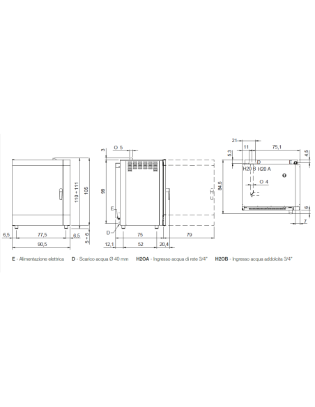 Forno elettrico - N.10 x GN1/1 - cm 90.5 x 84.5 x 111h