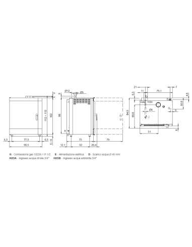 Forno gas - N. 10 x GN1/1 - cm 90.5 x 84.5 x 113h