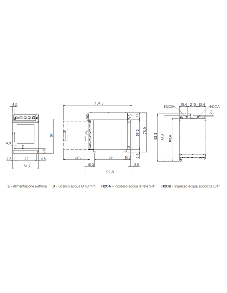 Horno eléctrico combinado - N. 6 x GN 1/1 - cm 51.7 x 92.5 x 77h