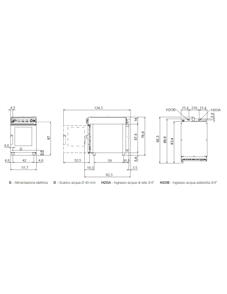 Combined electric oven - N. 6 x GN 1/1 - cm 51.7 x 92.5 x 77 h