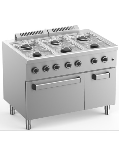 Cocina de gas - N. 6 fuegos - horno eléctrico - cm 110 x 71.8 x 85h