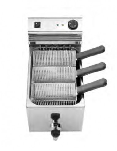 Electric pasta cooker - Counter top - Max temperature 100°C - Bowl capacity 8 l - N°3 baskets - cm 27 x 52.5 x 36 h