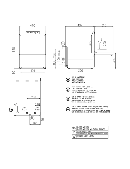 Lavadores - Cesta cm 35 x 35 - cm 44 x 49.7 x 63 h
