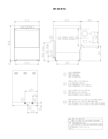 Lavastoviglie - Cesto cm 50 x 50 - cm 57.2 x 63.3 x 80.4h