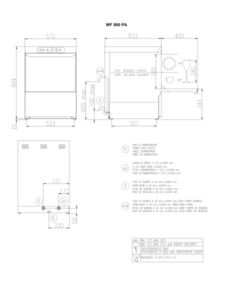 Dishwasher - Basket cm 50 x 50 - cm 57.2 x 63.3 x 80.4h