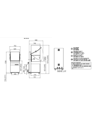 Dishwasher in capote - Basket cm 50 x 50 - cm...