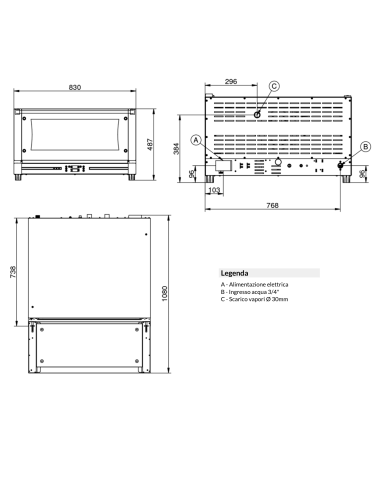 Forno elettrico - N.3 x cm 60x40 - cm 83 x 83...