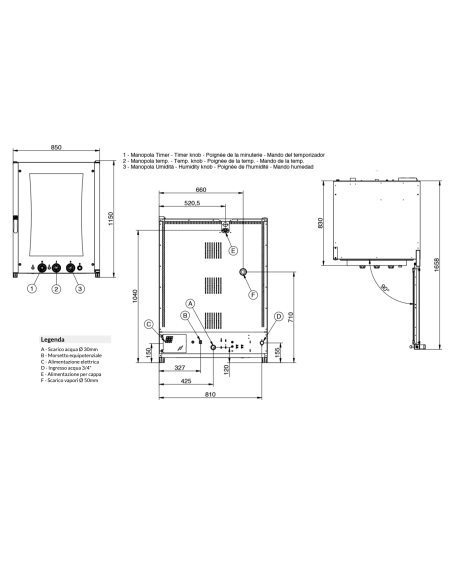 Forno elettrico - N. 10 x GN 1/1 o 60 x 40 cm - cm 85 x 91.5 x115h