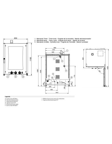 Horno de gas - N. 10 x GN 1/1 o 1 60 x 40 cm -...