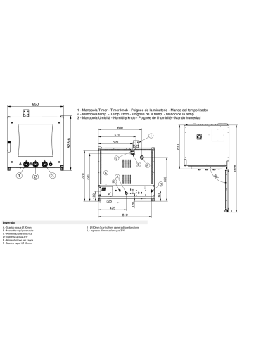 Forno gas - N. 6 x GN 1/1 o 60 x 40 cm - cm 85...