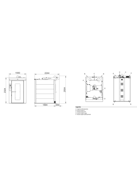 Forno elettrico touch - N.18x cm 80x80/66x92/80x100 - cm 155 x 199 x 250h