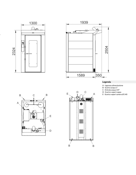 Electric oven touch - N.18x cm 60 X80 - cm 130 x 168 x 250h