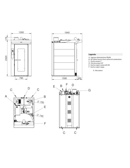 Forno gas touch - N.18 x cm 60 X80 - cm 130 x 168 x 250h