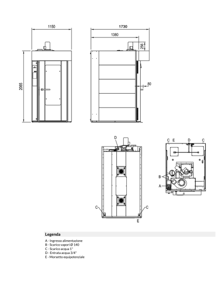 Forno elettrico touch - N. 15x cm 40x60/40x80/66x46/50X70/60X65 - cm 115 x 139 x 232h