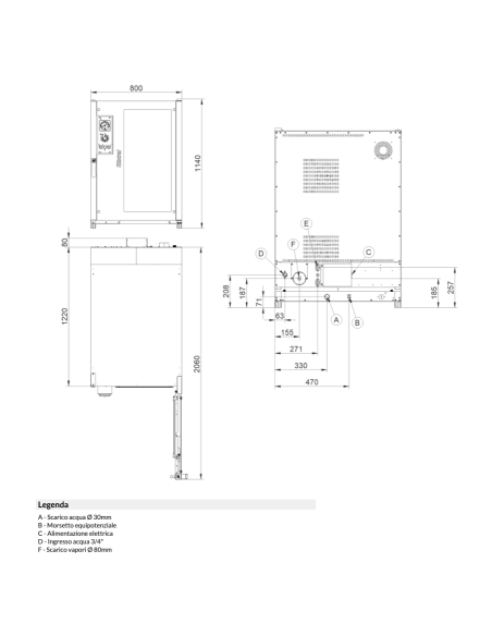 Electric oven - N.10 x cm 40x80/76x46 - cm 80 x 130 x 112h