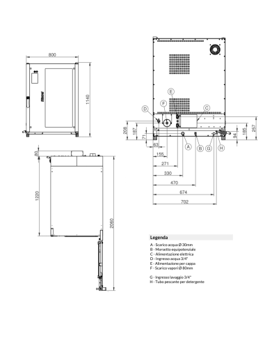 Forno elettrico touch - N.10 x cm 40x80/76x46 -...