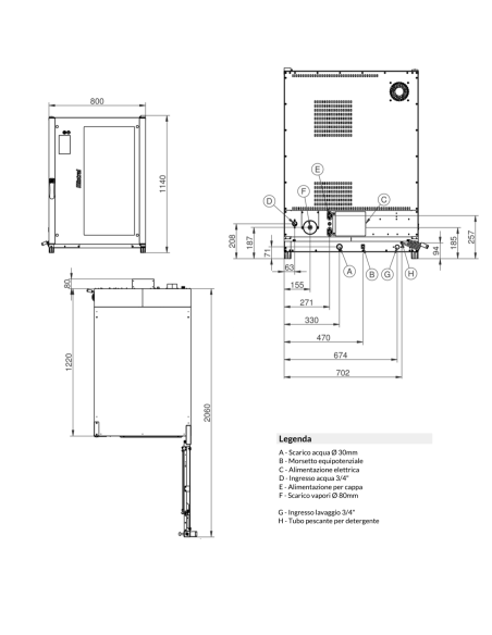 Electric oven touch - N.10 x cm 40x80/76x46 - cm 80 x 130 x 112h