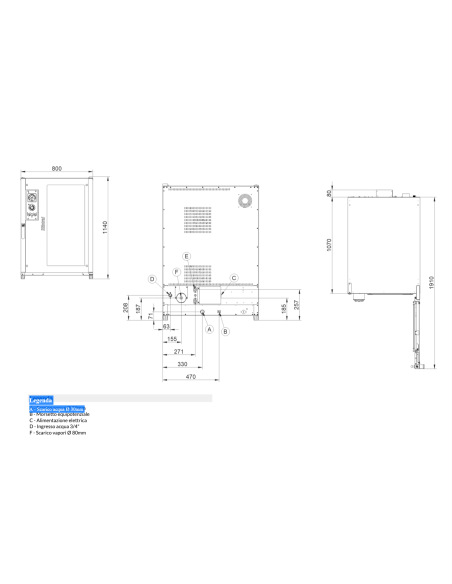 Electric oven - N.10 x cm 40x60/66x46 - cm 80 x 115 x 112h